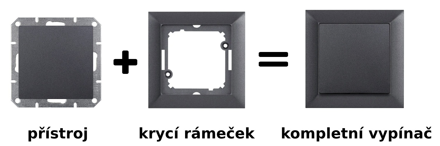 Vypínač Opus Premium grafit v rámečku grafit