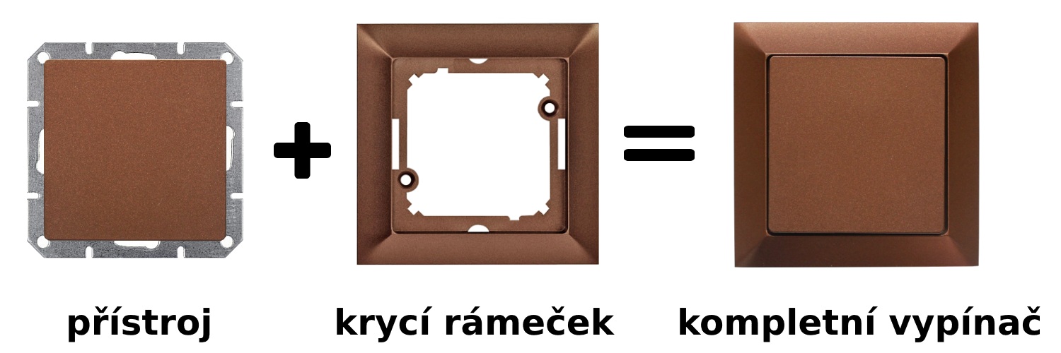 Vypínač Opus Premium měděný v rámečku
