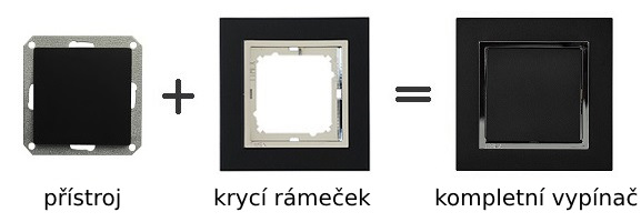 Černý vypínač OPUS Premium v chromovém rámečku