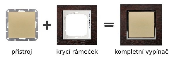 Šampaň vypínač OPUS Premium v dřevěném rámečku Opus Premium Plus wenge / chrom