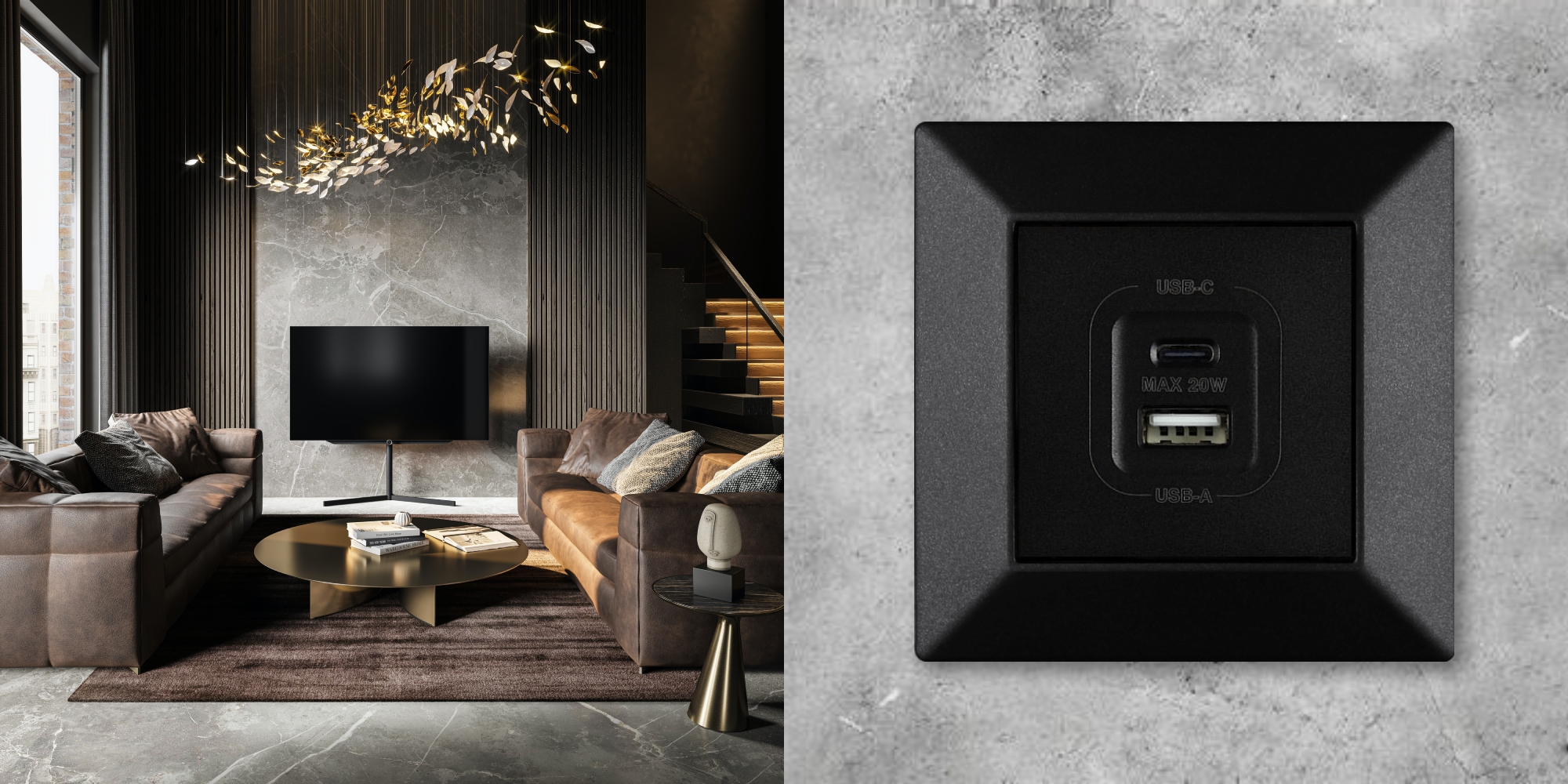 Zásuvka USB A+C ELHARD ROYAL PREMIUM černá