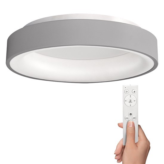 LED stmívatelné stropní svítidlo s dálkovým ovladačem TREVISO 45cm, 48W, 2880 lm, šedé