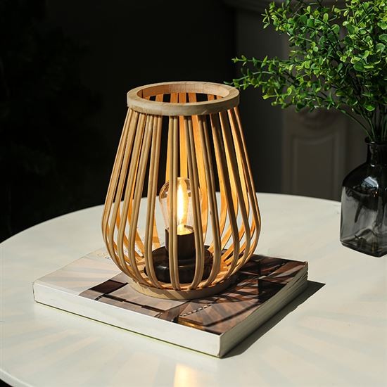 Bambusová lucerna s LED žárovkou Solight WO3106, teplá bílá, 20cm, 2xAA