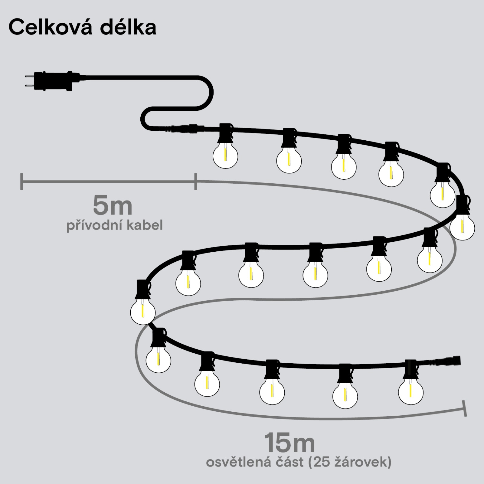 Venkovní LED světelný řetěz s časovačem Elhard KP2009B