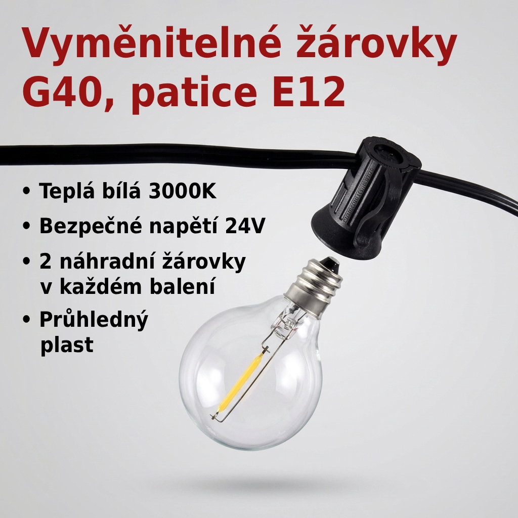 Venkovní LED světelný řetěz s časovačem Elhard KP2009B