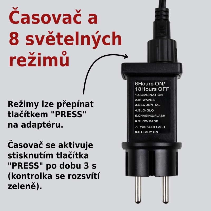 Venkovní LED světelný řetěz s časovačem Elhard KP2009B