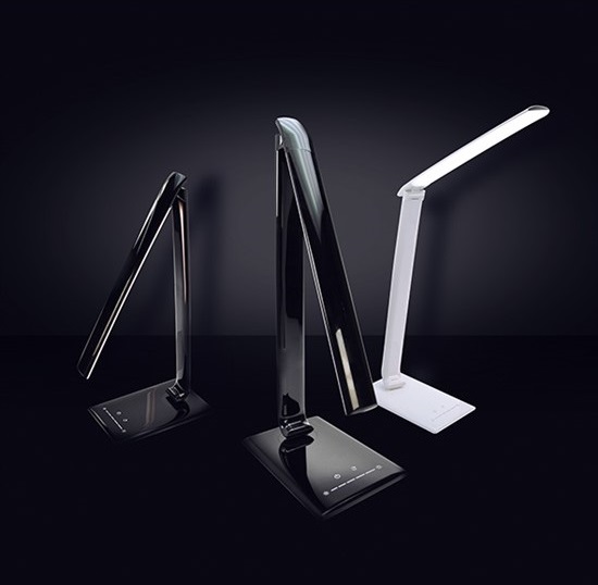 stmívatelná LED stolní lampa s dotykovým ovládáním, 12W, USB, černý lesk