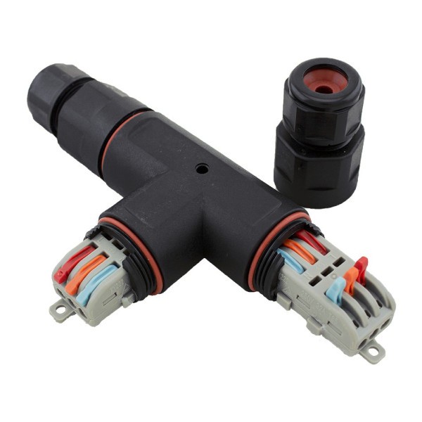 Kabelová spojka vodotěsná, typ T, 3x2,5 mm, IP68, bezšroubová - WAGO