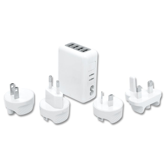 Cestovní adaptér USB nabíječka, 4xUSB 2,1A