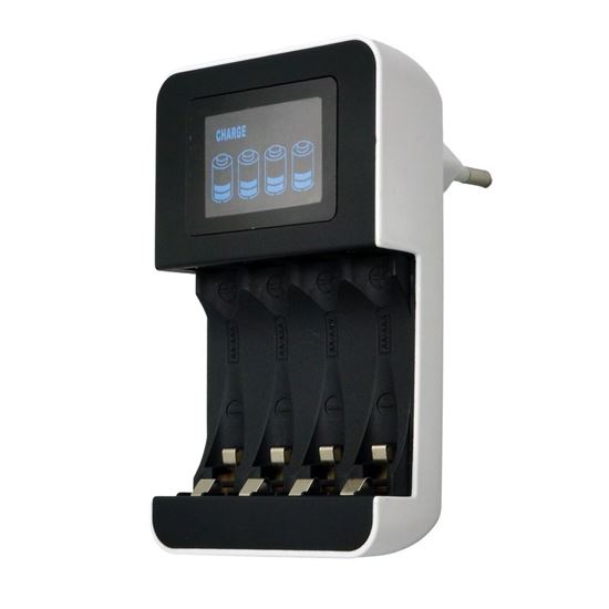 Nabíječka baterií Solight DN25 s LCD displejem do zásuvky, 450mA, 4 kanály, AA/AAA