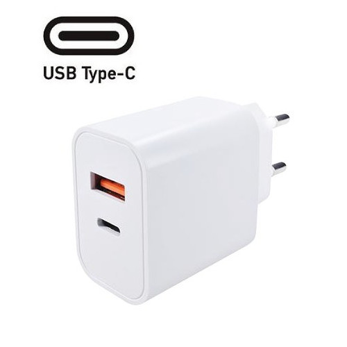 Rychlonabíječka Solight DC71 USB A+C 20W, QC3.0+PD fast charge DC 5V/3A, 9V/2.22A, 12V/1.67A