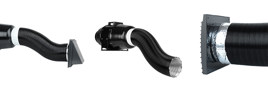 napojení na ventilátory a větrací mřížky