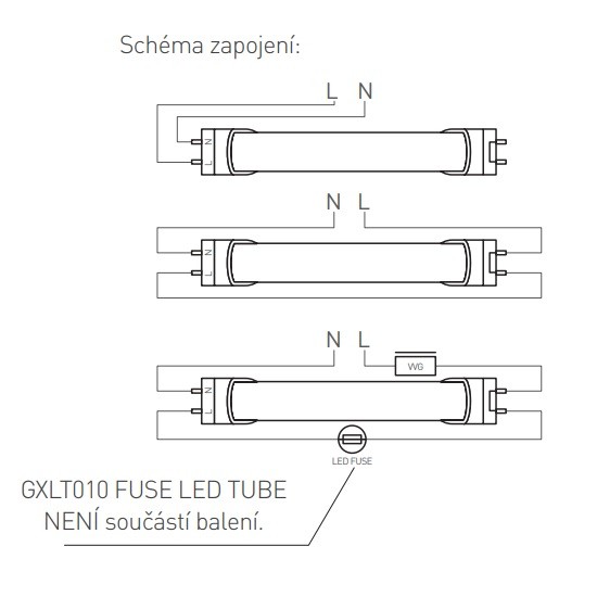Schéma zapojení LED trubice