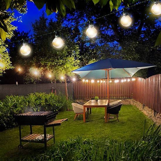 Solight LED venkovní řetěz s žárovkami, 25 žárovek, 15m+5m, 9W, teplá bílá