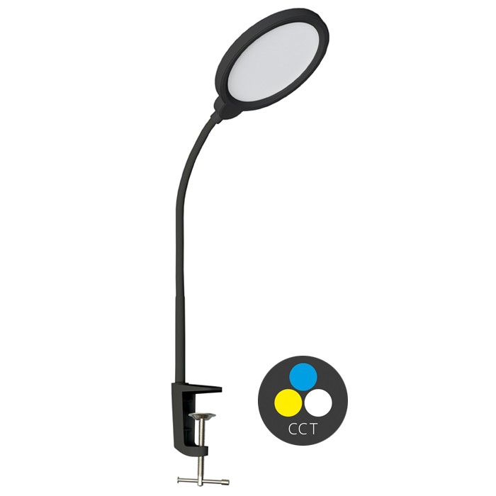 LED stolní lampa k upevnění ke stolu 10W, 3000-6000K, CCT, černá
