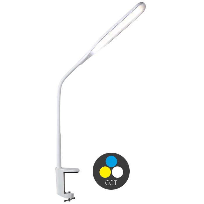 LED stolní lampa k upevnění ke stolu 10W, 3000-6000K, CCT, bílá
