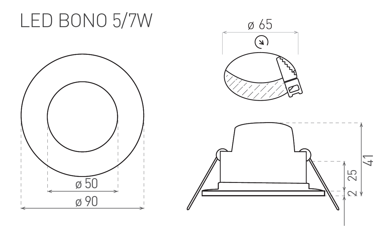 LED bodovka 230V BONO-R 9cm, 5W, 650/450lm, 3000K, IP65, bílá