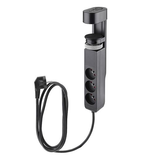 Solight 3z + USB A+C přenosné stolní zásuvky, 2m, černá, USB rychlonabíječka 20W PD