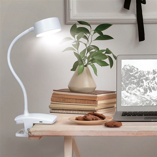 Stmívatelná LED stolní lampa s klipem, 2W, CCT, 210lm, černá