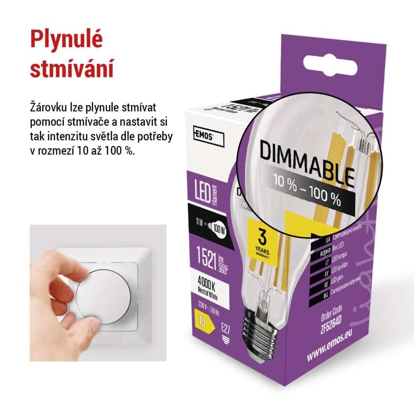 LED žárovka EMOS Filament A60 / E27 / 11W