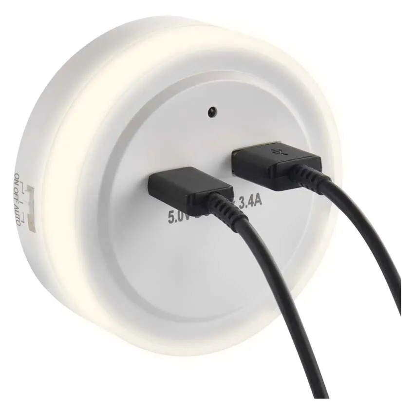 LED noční světlo EMOS P3323 do zásuvky s USB A+C
