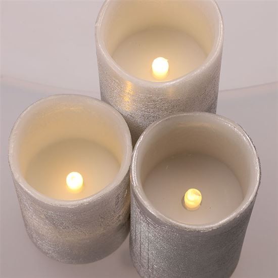 Solight 1V286 sada LED svíček 3ks, stříbrná, 3xAAA