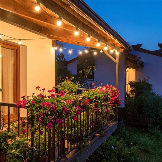 Solight LED venkovní řetěz s žárovkami, 10 žárovek, 5m+3m, 6W, teplá bílá