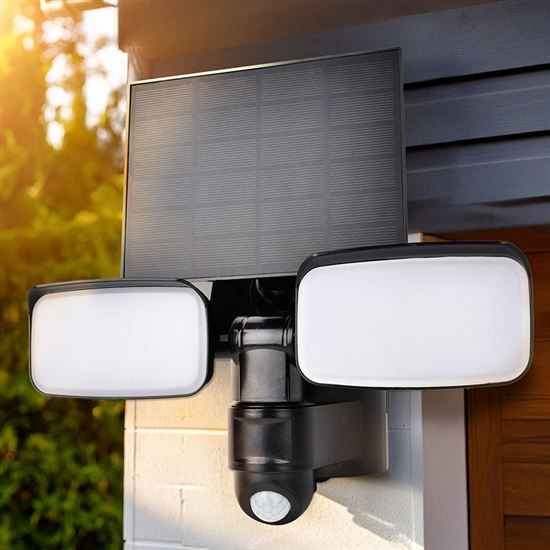 Solight WO7203 LED solární osvětlení se senzorem, 9W, 850lm, 4000K, Li-Ion, černá