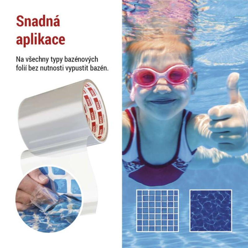 Opravná lepící páska na bazény F6100, 1m × 100mm, průhledná