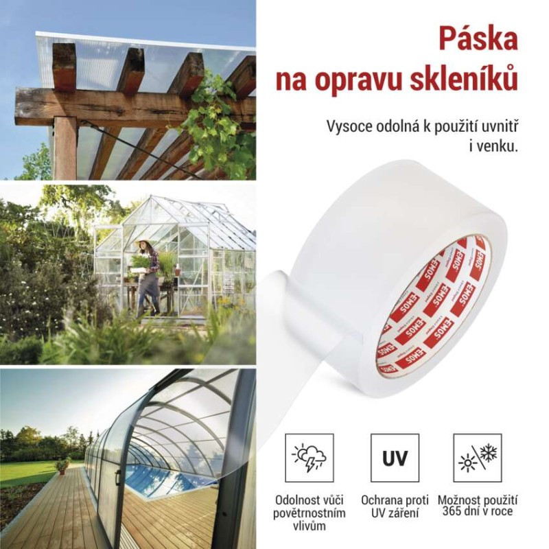 Opravná lepící páska na polykarbonát a sklo F6200, 25m × 50mm, průhledná
